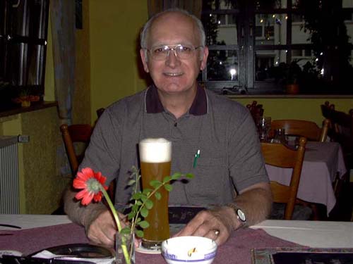 Charlie Leathers with a short beer