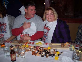 Crab Pot -- Mike & Carole working on the Feast